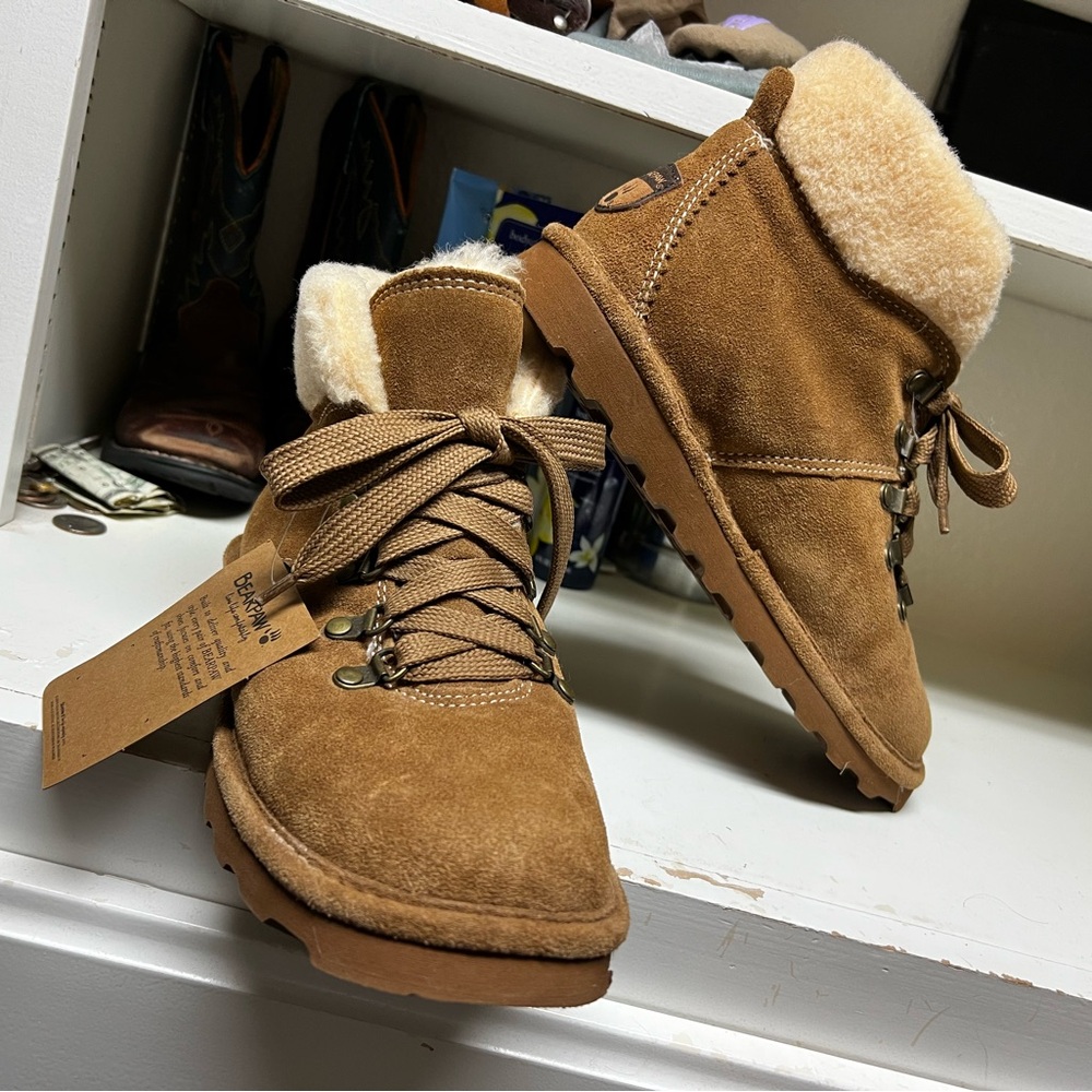 Bearpaw Cozy Tan Suede Boots with Shearling Lining